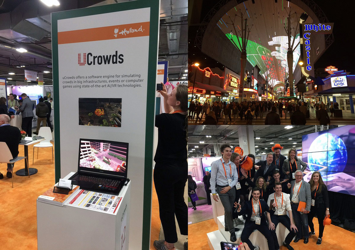 Our uCrowds booth at CES 2018 is displayed in Las Vegas, thanks to the hard work of the StartupDelta team.