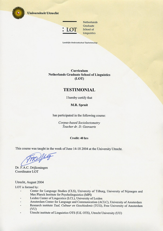 Testimonial LOT 2004 - Corpus-based Sociolectometry